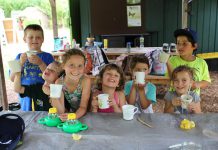 A group of summer campers at GreenUP Ecology Park raise their cups as they enjoy flavoured water they made with sumac berries, lemon, and the added sweetness of honey from the GreenUP Ecology Park bees. Naturally flavoured water is a healthy alternative to sodas and juices containing high levels of sugar and fructose.