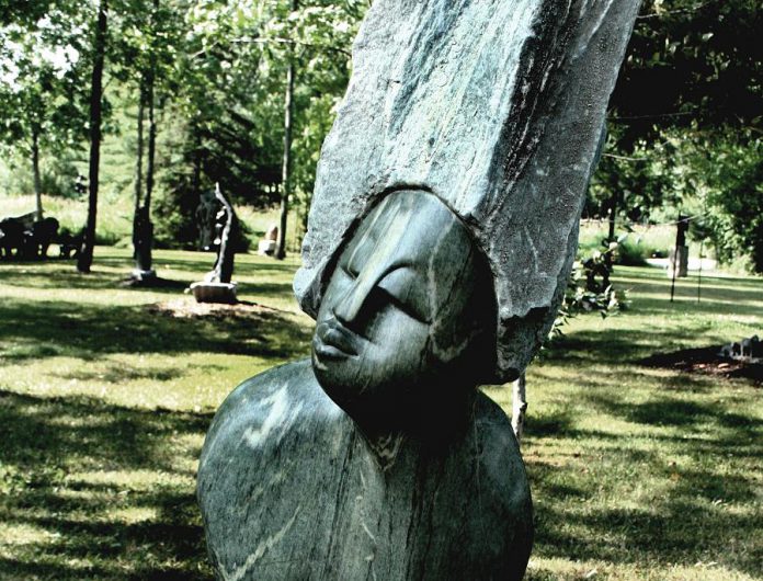 "Proud Woman", a green marble sculpture by Walter Mariga, in Zimart's sculpture garden (photo: Shannon Taylor)