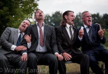 Ken Houston, Paul Braunstein, John Tench, and Ryan Hollyman are The Bad Luck Bank Robbers, playing now until August 27 at 4th Line Theatre in Millbrook (photo: Wayne Eardley, Brookside Studio)