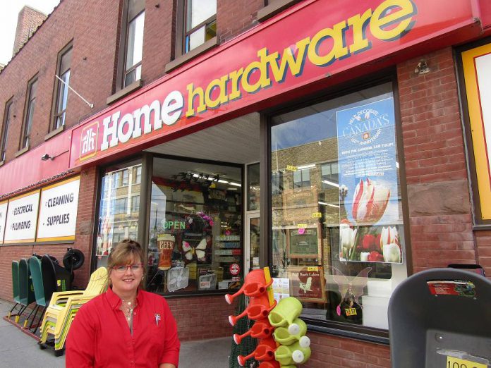 Valerie Hubbeard, manager of Kingan Home Hardware in downtown Peterborough, received rebates for energy-efficient upgrades that have helped the business to save 70,000 kilowatt hours, about the same amount of energy consumed by six Canadian homes in a year (photo: Peterborough Distribution Inc.)