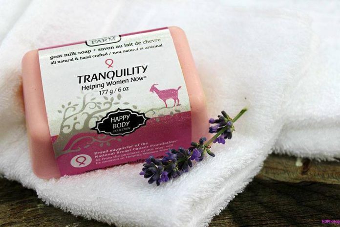 Cindy Hope, co-owner of Cross Wind Farm in Keene, is selling the all-natural Tranquility goat milk soap bar. Not only was the gentle soap designed to be used by people being treated for cancer, a portion of sales will be donated to help women with breast cancer through the National Breast Cancer Foundation. (Photo: HDPhotography / Cross Wind Farms / Facebook)