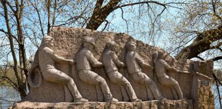 Labour Day celebrates worker solidarity, as pictured in this memorial for workers at Millennium Park in Peterborough erected by the Peterborough and District Labour Council (photo: ptbolabour.ca)