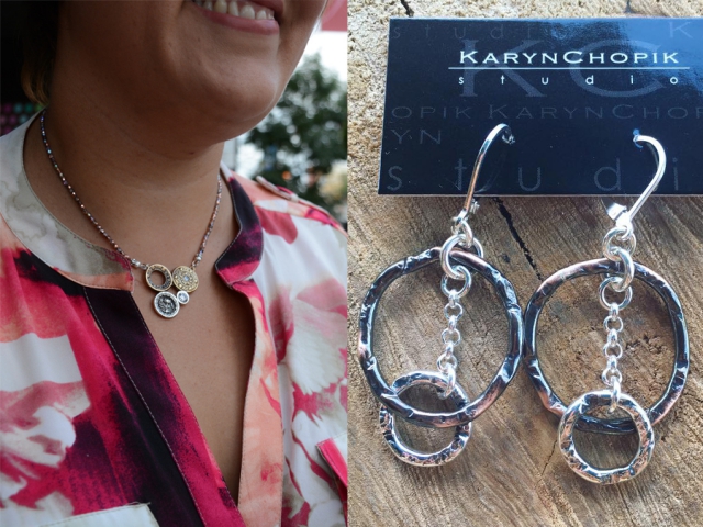 Karyn Chopik's elegant and versatile jewelry is made in Canada from materials including copper, bronze, sterling silver, cubic zirconia and pearls. (Photo: Glenda Passmore and Eva Fisher)