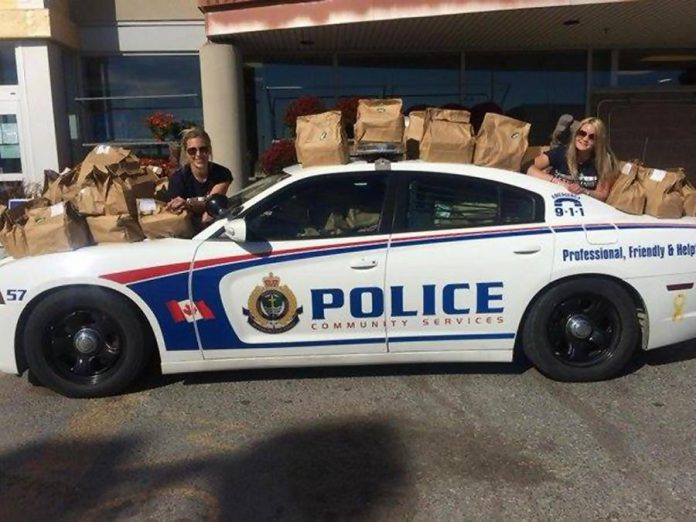 The Peterborough Police Service Cram-A-Cruiser event collects food for Kawartha Food Share (photo: Facebook)