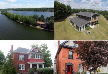 Clockwise from top left: a unique home on a point from Jo Pillon of Royal LePage Frank Real Estate; a horse farm near Paudash Lake from Emma Kearns of Century 21; a beautiful red brick home in Hastings recently inspected by County Home Inspection; and a historic retail location in downtown Peterborough from The Galvin Team at RE/MAX Eastern Realty Inc.