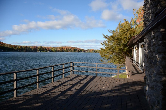 The verandah off the master bedroom and great room has a beautiful view of Chemong Lake. (Photo: Eva Fisher)