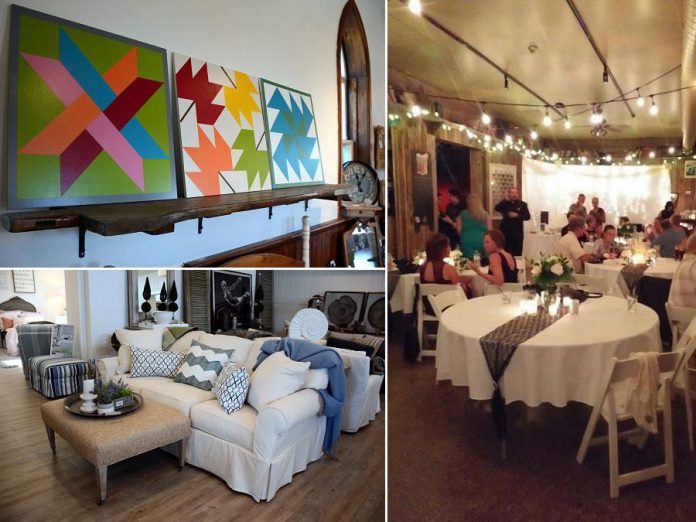 Find out about fall decor trends from Style Your Nest (top), take an inside look at a wedding held at the Historic Red Dog Tavern with Swanky Events (right), and get design inspiration from the beautiful new showroom of Lakeshore Designs (bottom)