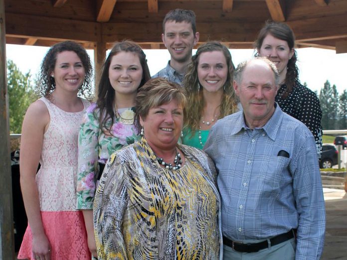 The Buck family of Norwood is the 2016 Farm Family of the Year. Pictured are Barb and Jim Buck with daughters Amanda, Ashley, Jamie, Julia Haan, and son-in-law Tim Haan (supplied photo)