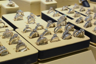 Part of the diamond ring display at Johnson's Jewellers. "This will be your family's next heirloom." (Photo: Eva Fisher)