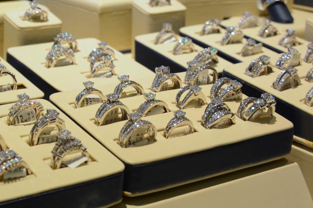 Part of the diamond ring display at Johnson's Jewellers. "This will be your family's next heirloom." (Photo: Eva Fisher)