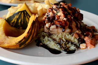 The Olympia's Balsamic Chicken is made with olives from owner Nicki Dede's parents' olive farm. (Photo: Eva Fisher)