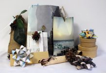 Switching to eco-friendly gift wrapping does not mean you have to forgo the excitement. Old books, magazines, and maps can be repurposed into decorative envelopes and bows while pinecones, birch bark, and small sprigs of evergreen can add decorative personal touches to your gifts. (Photo: GreenUP)