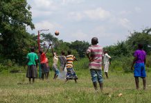 Ennismore native Alli Bunting has been working for a community-based organization in Jinja, Uganda called Arise and Shine. Here she learns how to play netball with primary students at the Arise and Shine Primary School in Kibuye village in Uganda. (Photo: Alli Bunting)