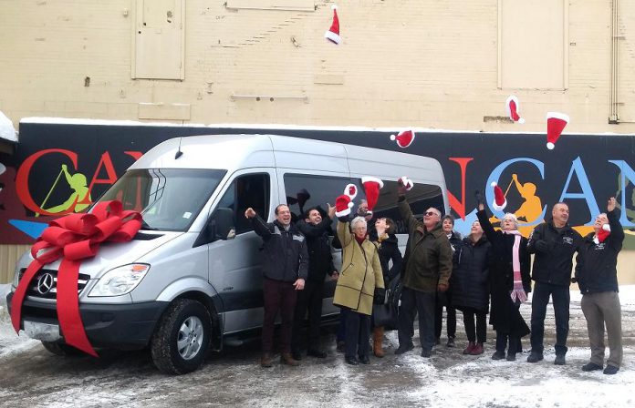 Museum supporters celebrate The Canadian Canoe Museum's purchase of a Mercedes Benz van, which will also include a vehicle wrap by Commercial Press & Design, a trailer hitch, and a 20' enclosed trailer (photo: Jessica Fleury / The Canadian Canoe Museum)