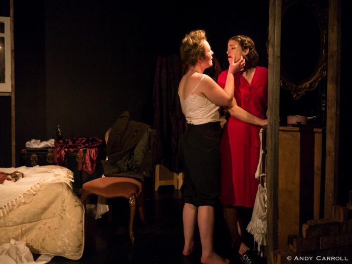 Samantha Maxfield as boxer Joe and Lindsay Unterlander as Nora in director Eryn Lidster's production of the 1919 play Cocaine at The Theatre on King (photo: Andy Carroll)