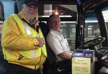 The free New Year's Eve service on Peterborough Transit was first offered in 2015, sponsored by Wolfe Lawyers. (Photo: Don Vassiliadis / Twitter)