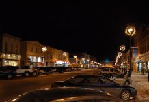 Historic downtown Lindsay at night. We're featuring two of the 185 shops and services in downtown Lindsay: Kent Bookstore and Brittany n' Bros. (Photo: Eric Marshall / Panoramio)