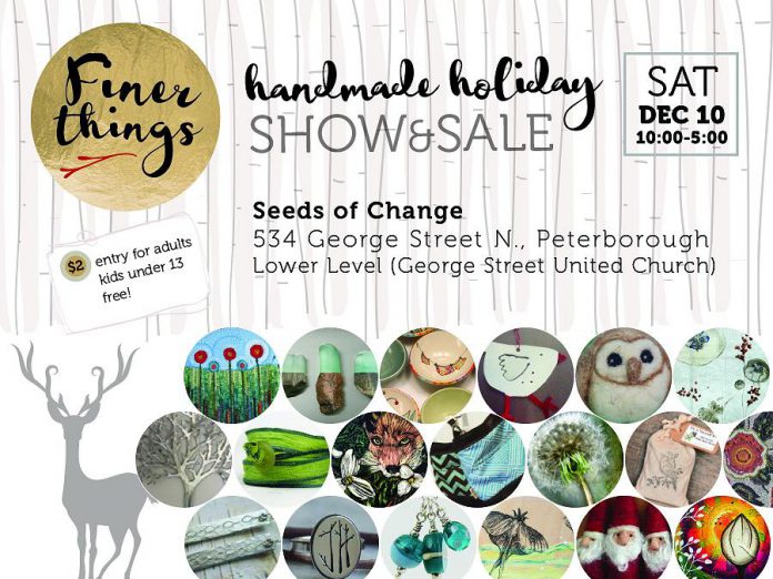 Get your Christmas shopping done and support local artists! The Finer Things Show and Sale on December 10 is one of two local arts and crafts shows happening this weekend. (Graphic: Sprigg Collective)