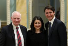 Peterborough-Kawartha MP Maryam Monsef, pictured here with Governor General David Johnston and Prime Minister Justin Trudeau, was sworn in on January 10, 2017 as Minister of Status of Women (photo: Adam Scott)