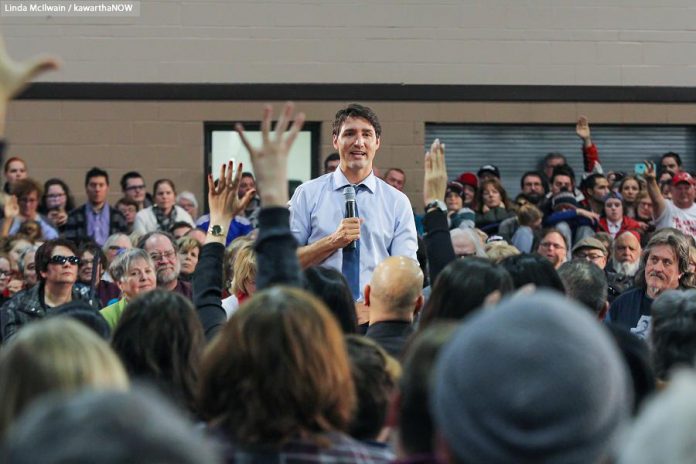 Prime Minister Justin Trudeau held a town hall meeting in Peterborough on Friday, January 13 (photo: Linda McIlwain / kawarthaNOW)