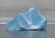 "Blue Ice", a large-scale photograph by Arnold Zageris from his latest series "Antarctica" (photo courtesy of Christensen Fine Art)