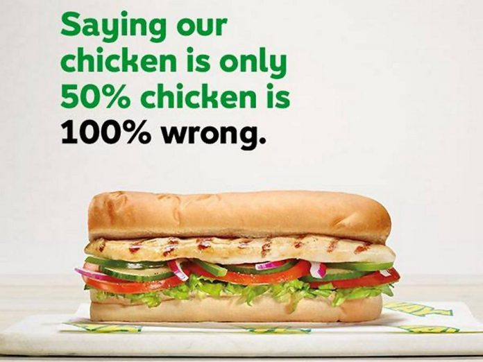 Fast-food chain Subway claims the results of the CBC Marketplace DNA testing, contracted to Trent University's Wildlife Forensic DNA Laboratory, are wrong (photo: Subway / Facebook)