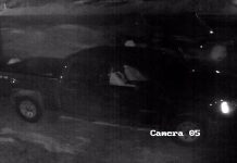 Police are looking for this black pickup truck, captured on a security camera, that was involved in the theft of $60,000 worth of equipment from Tucker's Marine in Apsley