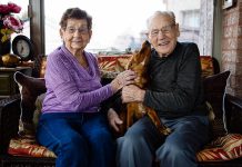 NHL legend Johnny Bower and his wife Nancy with Jasper, a rescue dog owned by professional photographer Peter Nguyen (who took this picture). A Peterborough native now living in Toronto, Nguyen is one of the photographers donating their time for Shelter Shots, a 2018 calendar featuring past and current National Hockey League players who have rescues as pets. The calender, which is expected to be available by August for $20, is a fundraiser for the Peterborough Humane Society. (Photo: Peter Nguyen)