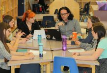 Nicole Roy and Derek Weatherdon and the cast of new theatre company Planet 12 Productions during a read-through of "Boy Wonders", the debut production of the company that premieres on June 8 at The Theatre On King in Peterborough. (Photo: Planet 12 Productions)