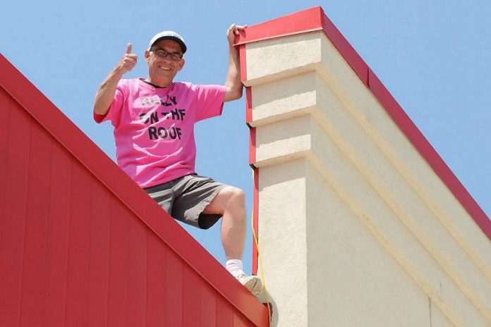 On May 5th, Paul Rellinger will ascend to the roof of The Brick in Peterborough for a sixth straight year. He will stay there for 48 hours while volunteers collect donations to support Habitat for Humanity.