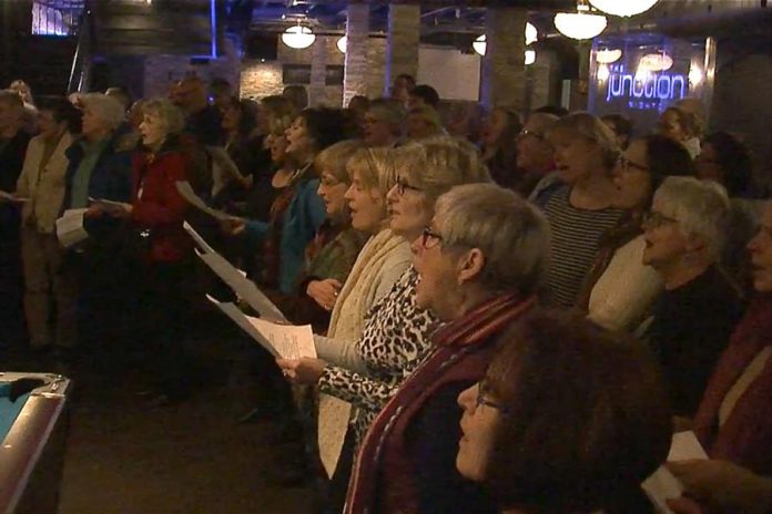 The 3 Alarm Choir, Peterborough's own drop-in choir, gets together monthly at The Junction in downtown Peterborough to rehearse and perform a popular tune in three-party harmony. The next "sing" is on May 8 when the choir will learn and sing U2's "Pride (In The Name of Love)".