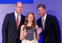 Peterborough's Faith Dickinson received the Diana Award, presented by Prince William and Prince Harry, for her "Cuddles for Cancer" charity. (Photo: Kensington Palace)