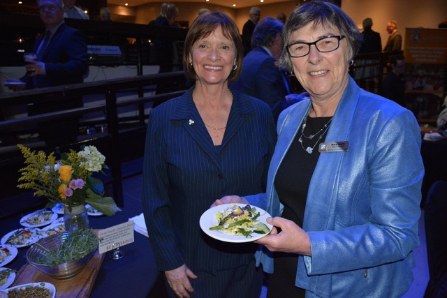 Deputy Mayor Sherry Senis and Mayor Mary Smith of Selwyn Township enjoy BE Catering's beautifully presented Good Earth Quinoa Bowls. (Photo: Eva Fisher / kawarthaNOW.com)