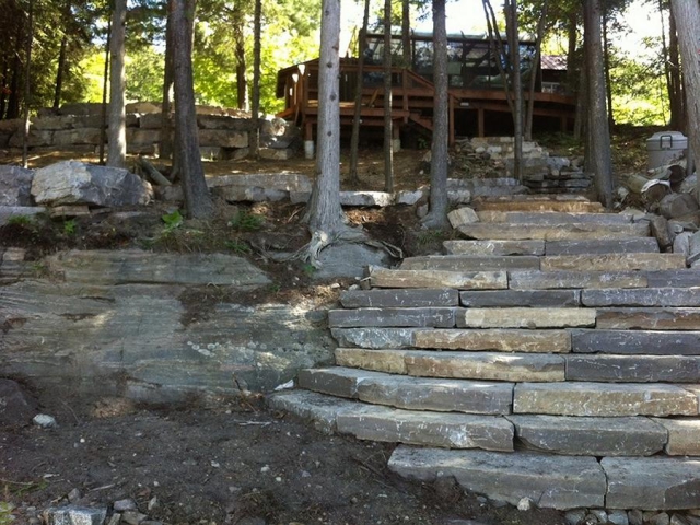 Armourstone has big design impact, and can look either natural or modern. (Photo: Kawartha Lakes Landscaping)