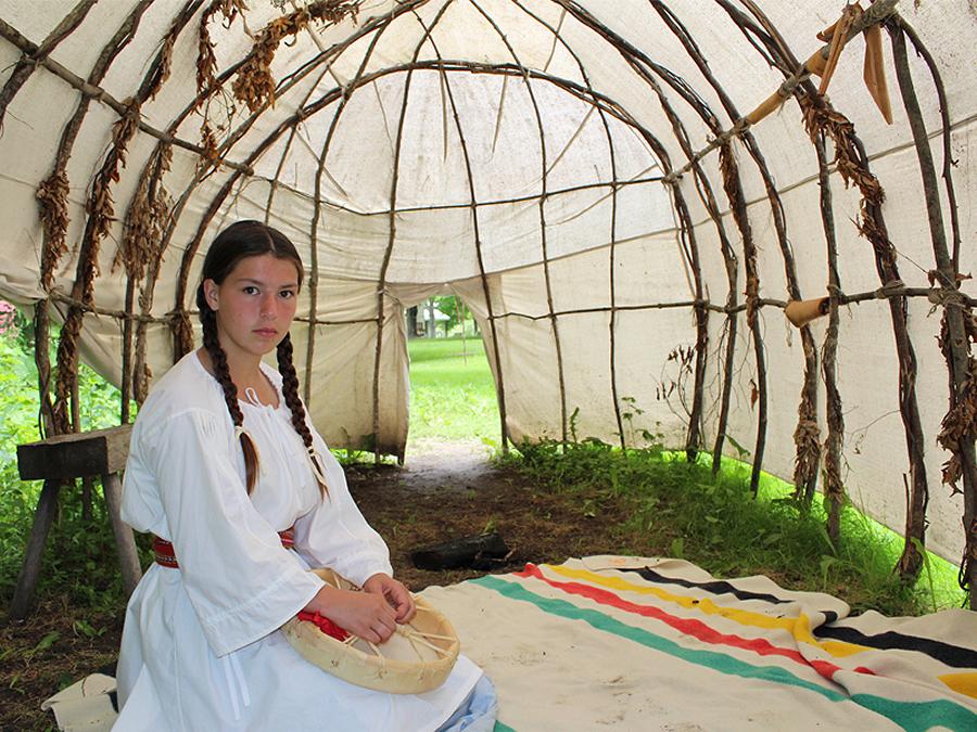The Aabnaabin site mimics a settlement era encampment, and features a three sisters garden and a medicinal garden. (Photo: Lang Pioneer Village)