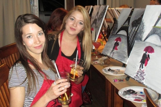 It's also social: Spirits and Splatters allows you to relax into painting with a drink in hand. (Photo: Spirits and Splatters)