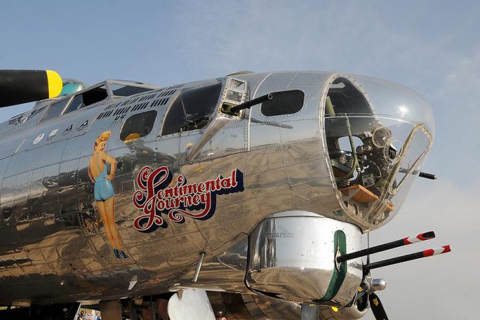 "Sentimental Journey", a B-17G Flying Fortress bomber, will be at the Peterborough Airport from July 10 to 16 during Flying Fortress Week. Flights on the plane are also available, but they start at $425 US per person ($850 if you want to sit in one of the bombardier seats shown above).
