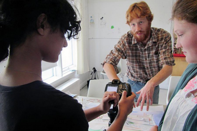 Teens learn stop-motion animation techniques from artist Daniel Crawford. Campers learn camera set up and filming, character and story creation, set building, and more. (Photo: Art Gallery of Peterborough)