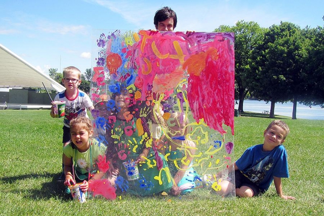 Campers learn to make art outside and on any scale at Art Gallery of Peterborough art camps. Instructors integrate the park and outdoor activities into the programs. (Photo: Art Gallery of Peterborough)