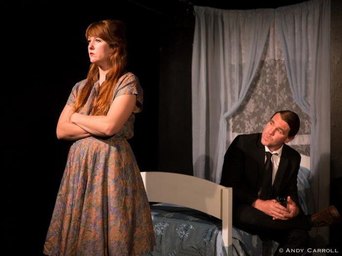 Naomi Duvall and Chris Culgin star as a married couple with unusual sexual proclivities in Harold Pinter's "The Lover" at The Theatre on King in downtown Peterborough from June 15 to 17. (Photo: Andy Carroll)