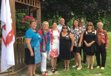 Curve Lake First Nation Chief Phyllis Williams (left) with Minister Carolyn Bennett, MP Maryam Monsef, and members of Curve Lake Council and staff at the funding announcement at Curve Lake First Nation on July 28. (Photo: Office of Maryam Monsef)