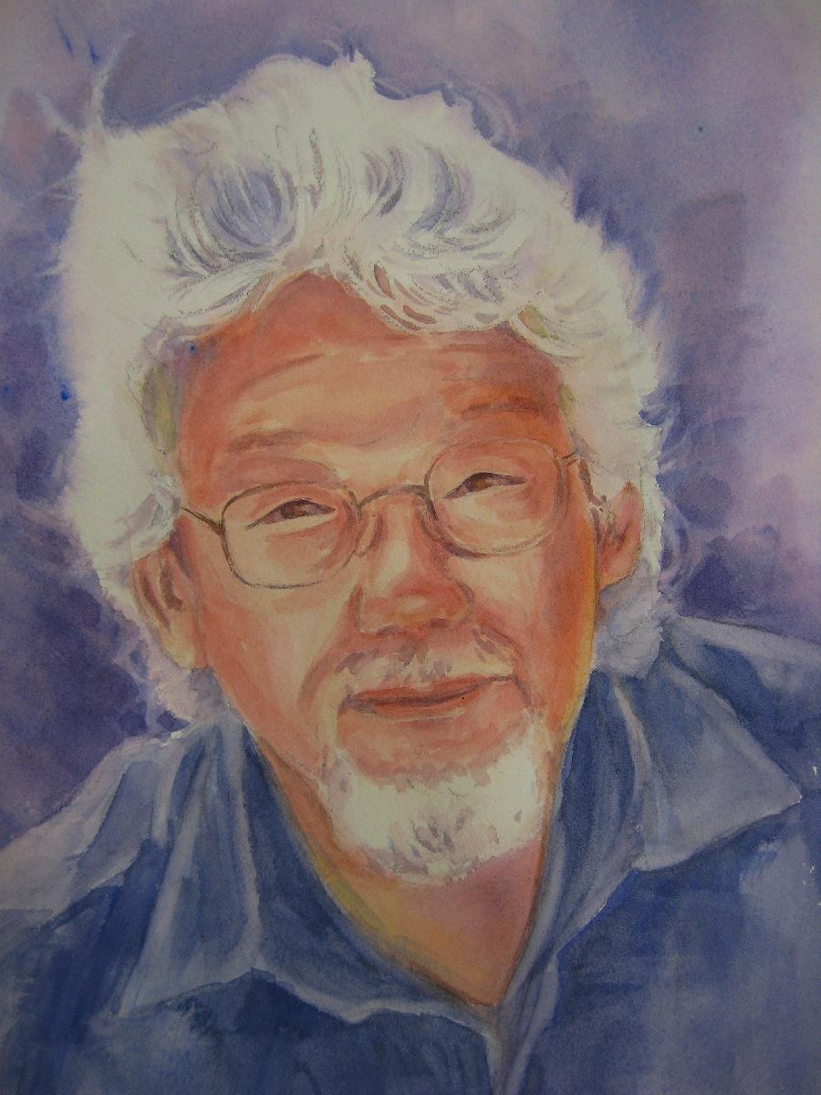Artist Beverly Sneath chose to pay tribute to Canada with portraits of David Suzuki and Leonard Cohen. (Photo: Gallery on the Lake)