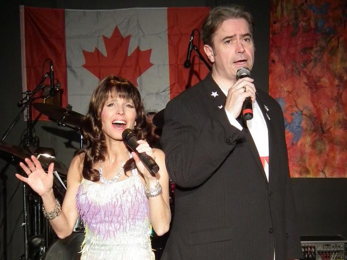 Leisa Way as Celine Dion and Bobby Prochaska as Andrea Bocelli singing The Prayer in Oh, Canada, We Sing For Thee!, running at the Lakeview Arts Barn in Bobcaygeon until July 22. (Photo: Nelson Anselmo)