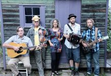 Pays d'en Haut (Jim Gleason, Curtis Dreidger, Leslie McGrath. Benj Rowland, and Matt Watson) bring Cajun music to downtown Peterborough with a performance at Catalina's on July 7. (Photo: Pays d'en Haut / Facebook)