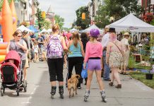 Peterborough Pulse returns to downtown Peterborough for its third year on Saturday, July 15, 2017. The day-long open streets event is its biggest yet, with 3.8 kilometres of streets and trails. Pictured is the inaugural event held in July 2015. (Photo: Linda McIlwain / kawarthaNOW)