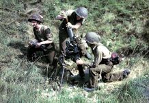 A Canadian mortar team in action in France in 1944 during World War II. (Photo: National Archives of Canada)