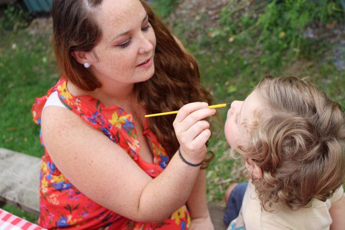 Children can have their face painted as their favourite animal and can also enjoy many hands on activities in the Ecology Park Children's Garden including animal costumes, wildlife puppets in the nature theatre, the bug buffet, willow tunnel, green roof playhouse, cedar maze, and more.  (Photo: GreenUP)