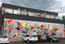 Chrissy Poitras' mockup of her mural "Floral Abstraction", chosen to be painted on the wall at 378 Aylmer Street in downtown Peterborough. (Photo: Chrissy Poitras)