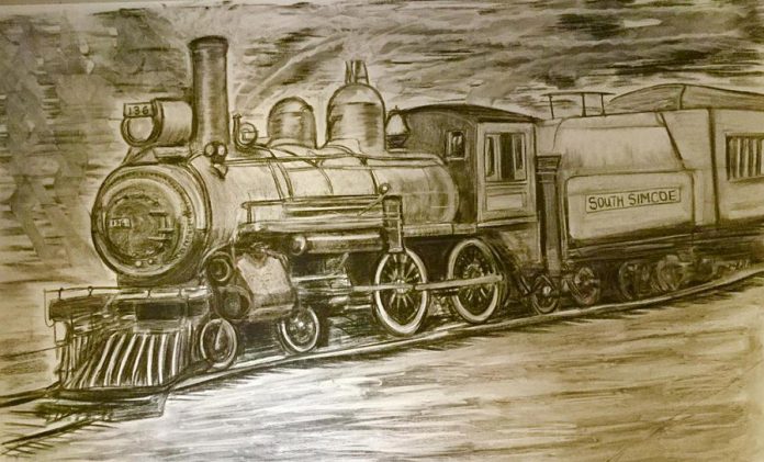 "Vintage Steam Train - in Operation Around 150 Years Ago" by Julia Carr-Wilson. (Photo courtesy of Kawartha Artists' Gallery and Studio)