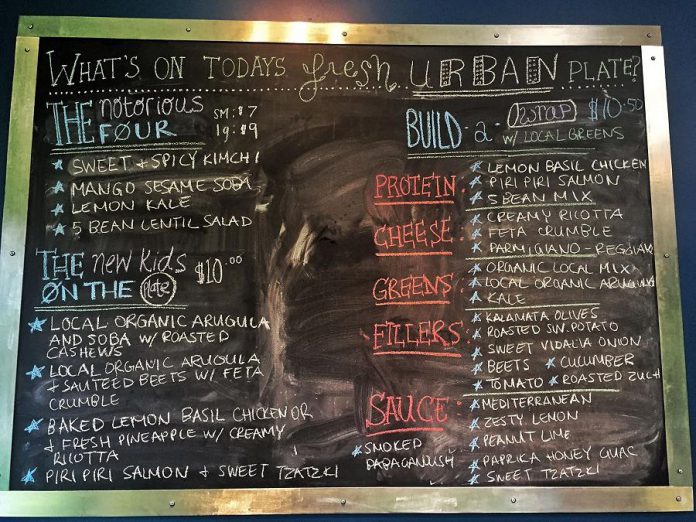 A sample menu at Fresh Urban Plate. (Photo: Fresh Urban Plate)